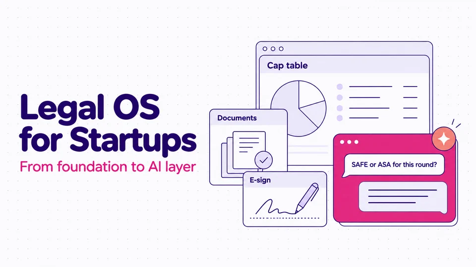 Legal OS for Startups — cap table, documents and e-sign in one platform, with an AI assistant answering 